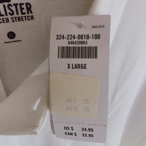 【2 pcs set black / white 】Hollister Advanced Stretc Mens polos XL - Picture 6 of 6